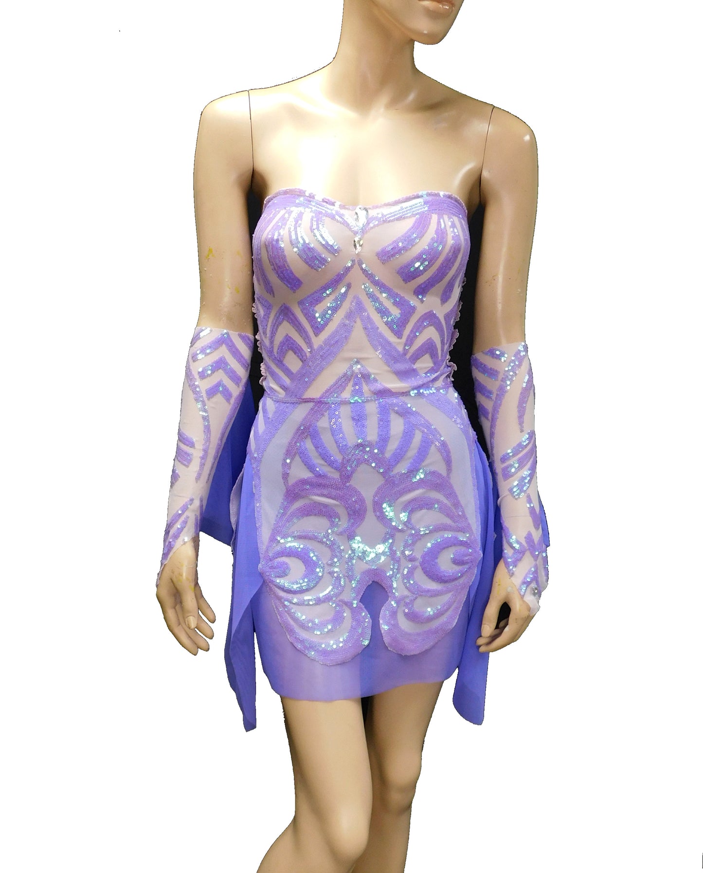 Lavender Purple Iridescent Sequins Goddess Fairy Dress Dance Festival