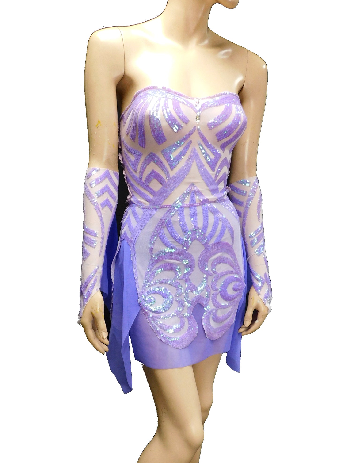 Lavender Purple Iridescent Sequins Goddess Fairy Dress Dance Festival