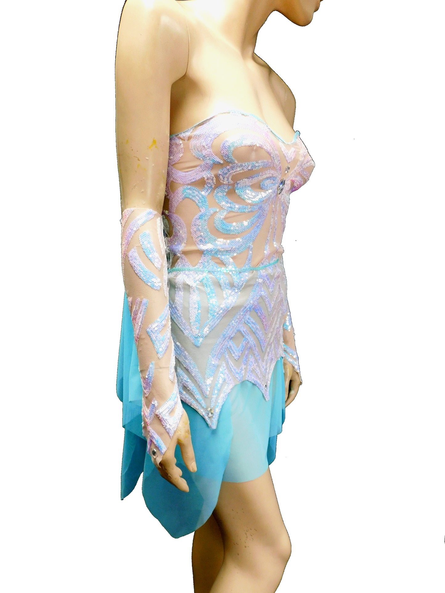 Ice Blue Iridescent Sequins Butterfly Goddess Fairy Dress Dance Festival