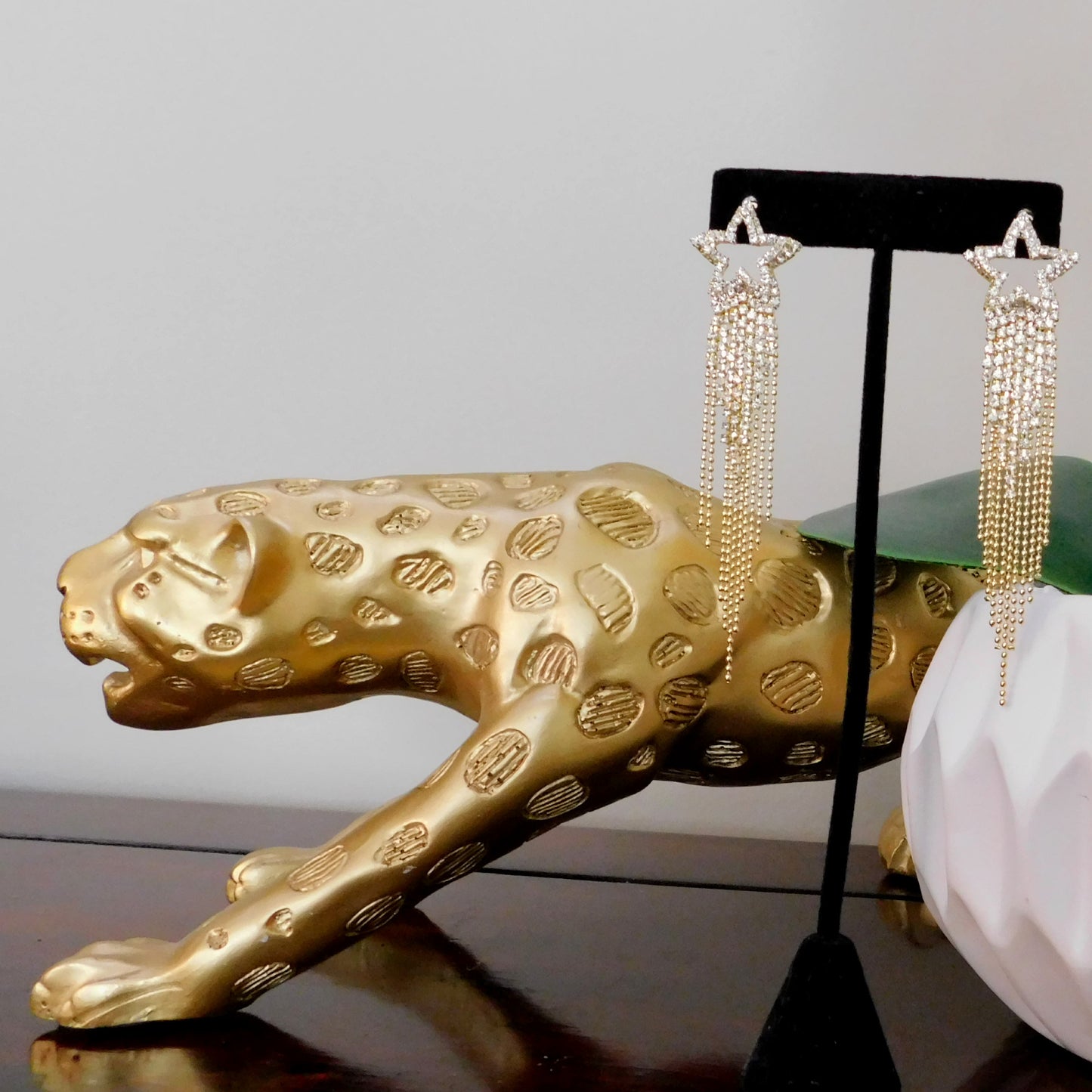 Long Gold Crystal Rhinestone Tassel Star earrings Fashion Jewelry
