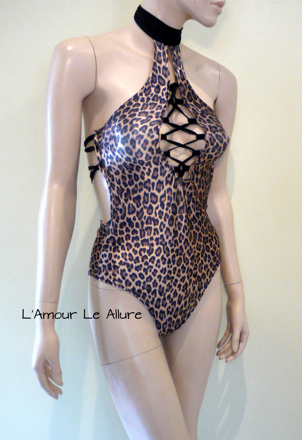 Leopard Black Gold Jumper Monokini Swimsuit Bathing Suit Dance Leotard