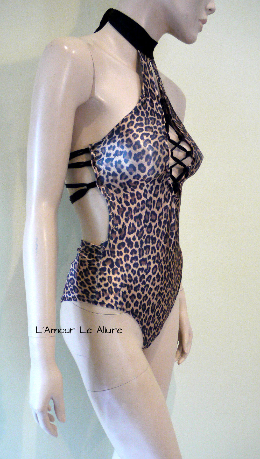 Leopard Black Gold Jumper Monokini Swimsuit Bathing Suit Dance Leotard