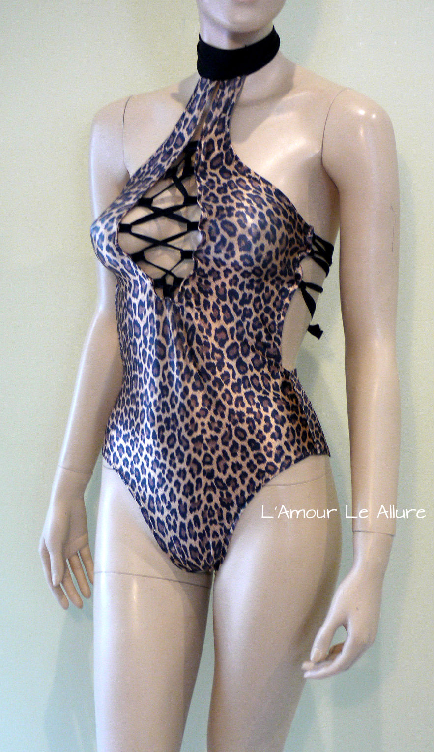 Leopard Black Gold Jumper Monokini Swimsuit Bathing Suit Dance Leotard