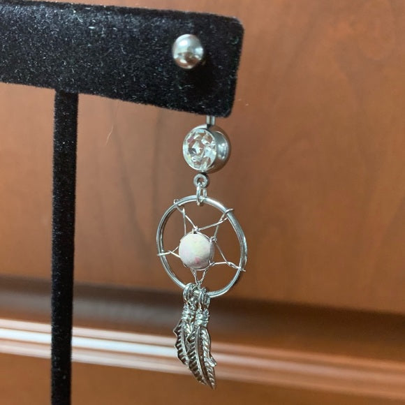 Dream Catcher Rhinestone Stone Feather Belly Button Ring Navel Body Piercing Gift Present