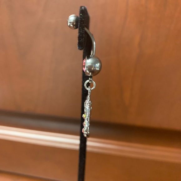 Pink Silver Pistol Belly Button Ring Navel Body Piercing Gift Present