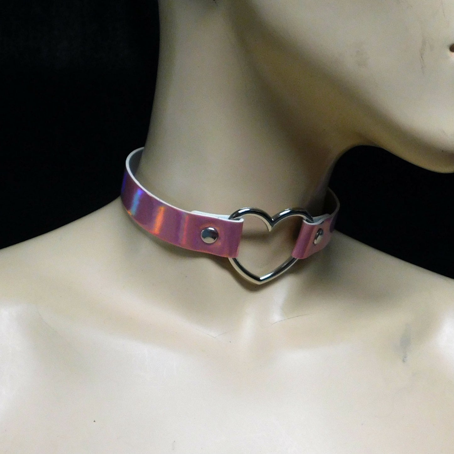 Holographic Heart Choker Necklace