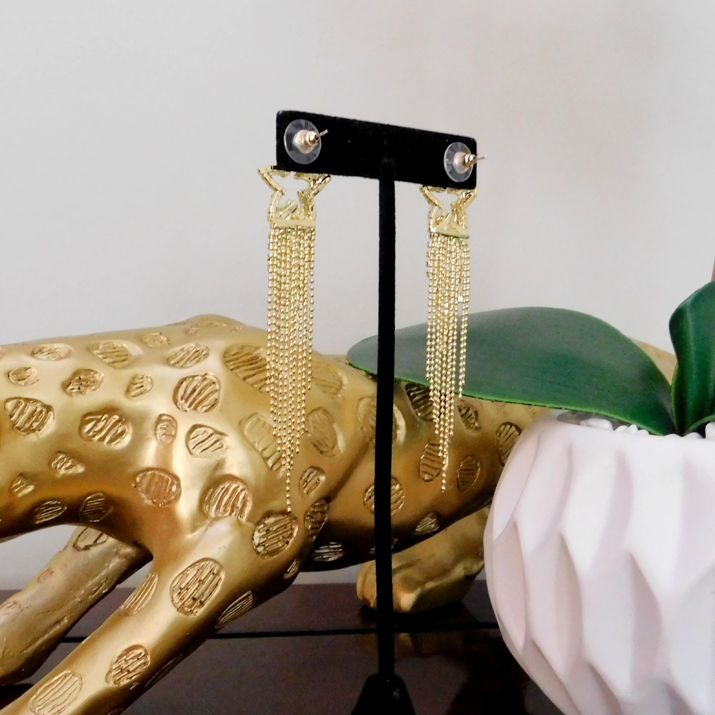 Long Gold Crystal Rhinestone Tassel Star earrings Fashion Jewelry