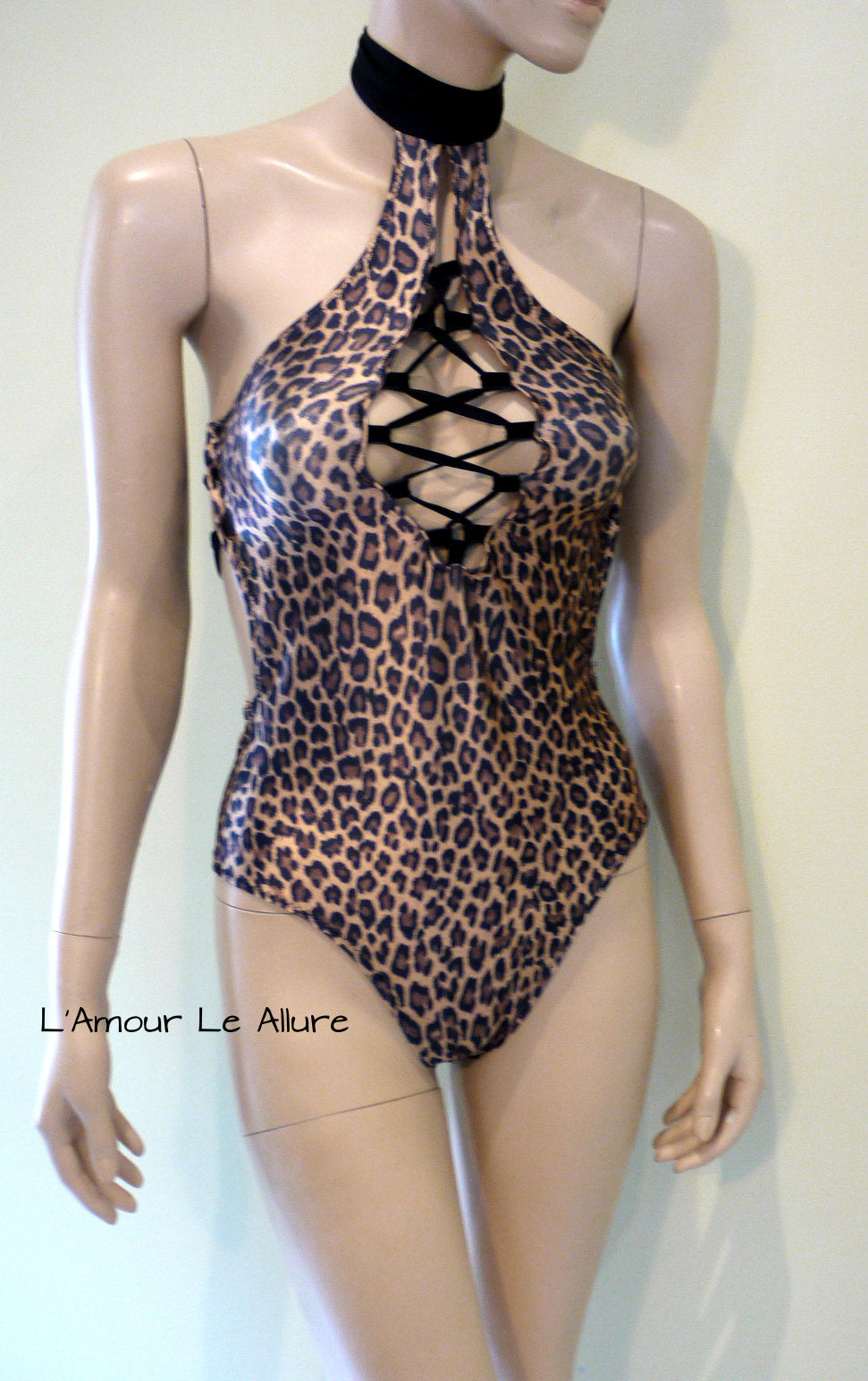 Leopard Black Gold Jumper Monokini Swimsuit Bathing Suit Dance Leotard