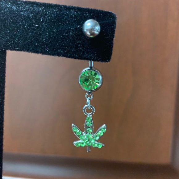 Green Stone Belly Button Ring Navel Body Piercing Gift Present